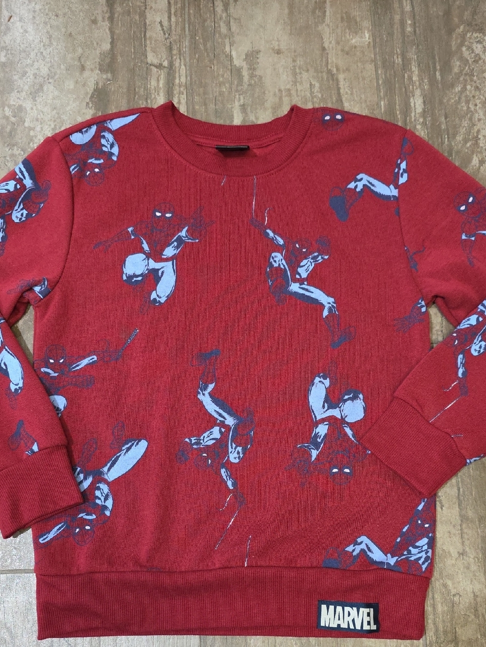 Marvel Red Crewneck Spider-Man All-Over Graphic Sweatshirt